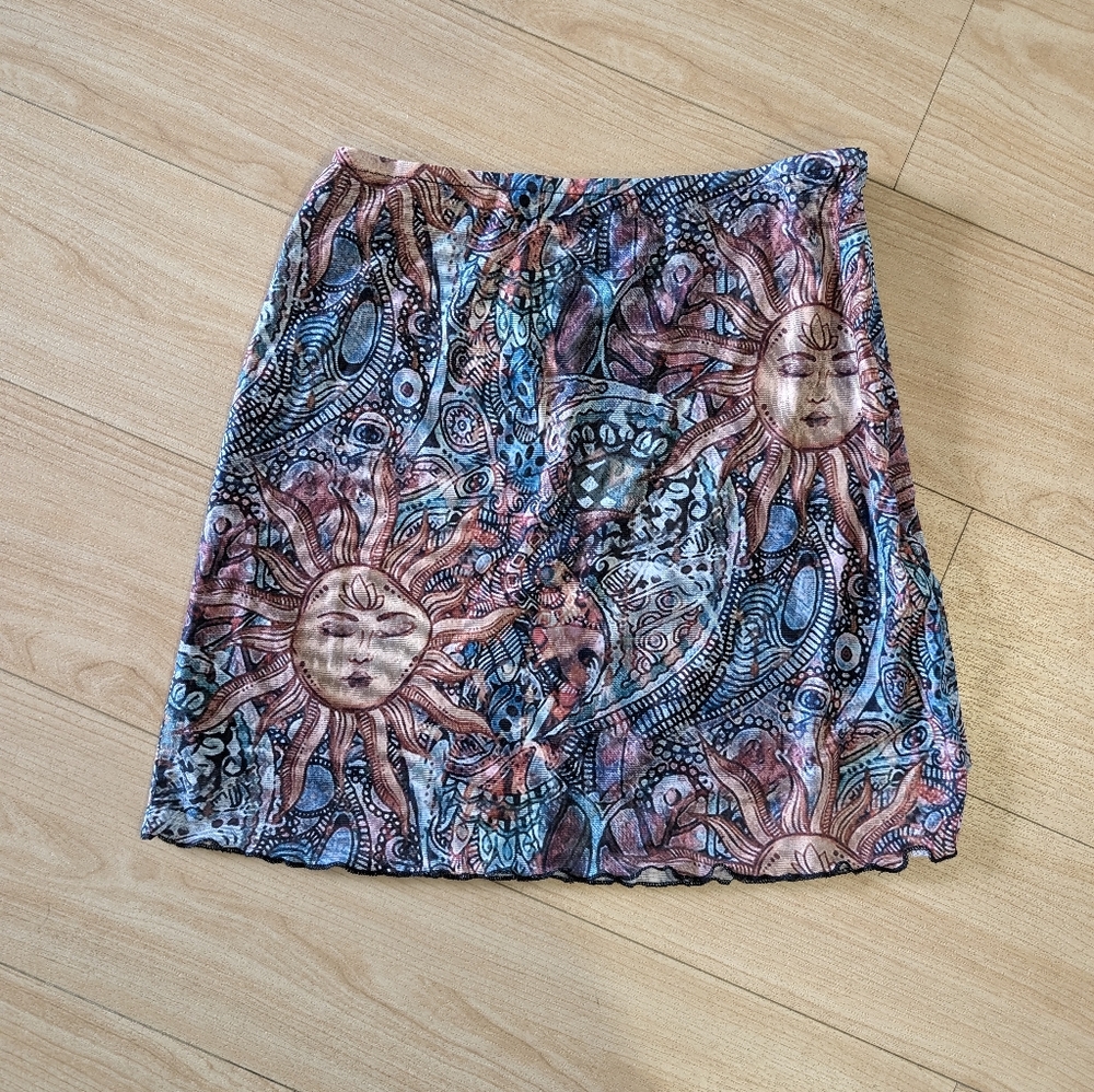 Sun and Moon Print Skirt